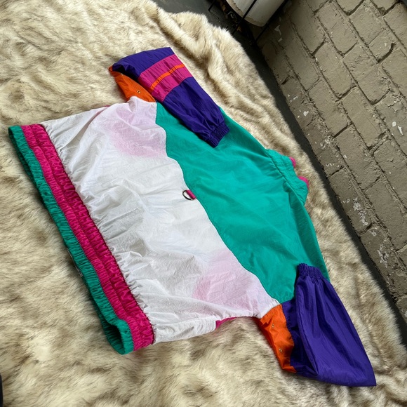 Vintage Color-block High Neck Windbreaker Jacket - Picture 10 of 11